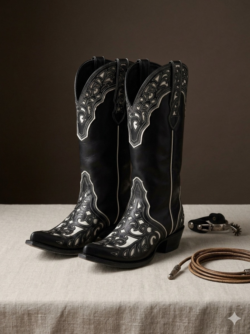 Ariat Presidio Women’s Black & White Cutout Overlay Design Western Boots